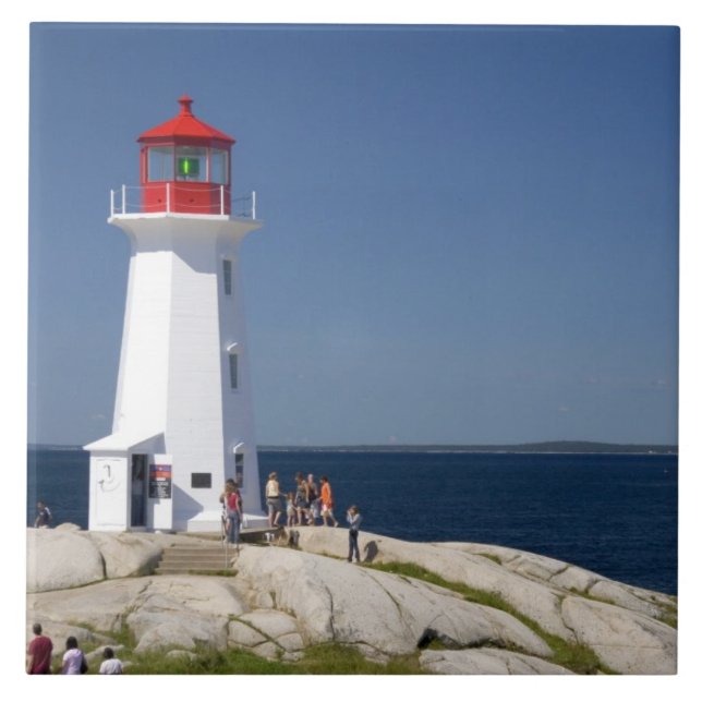 Azulejo De Cerámica Faro en Peggy's Cove, Nueva Escocia, Canadá. (Frente)