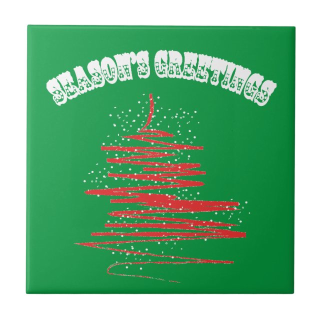 Azulejo De Cerámica Feliz árbol de Navidad Snowflakes (Frente)