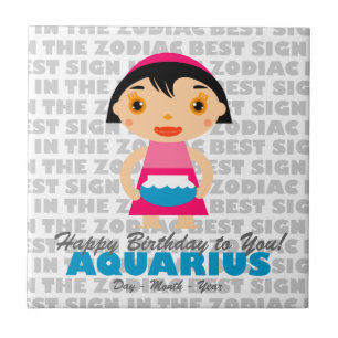 Azulejo De Cerámica Feliz cumpleaños del acuario