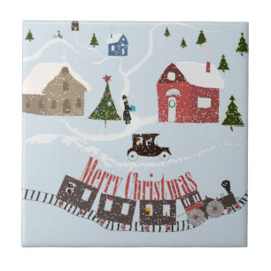 Azulejo De Cerámica Feliz Navidad , retro