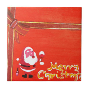 Azulejo De Cerámica Feliz Navidad Santa Claus