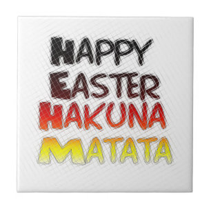 Azulejo De Cerámica Feliz Pascua: Diseño de Arte Textual Hakuna Matata
