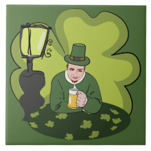 AZULEJO DE CERÁMICA "FELIZ SAN. DÍA DE PATRICK" LEPRECHAUN