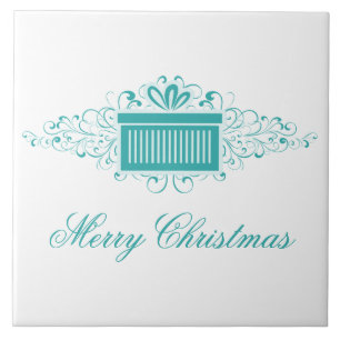 Azulejo De Cerámica Festividad Swirls Present Tile, Aqua