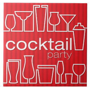 Azulejo De Cerámica Fiesta de cócteles rojos