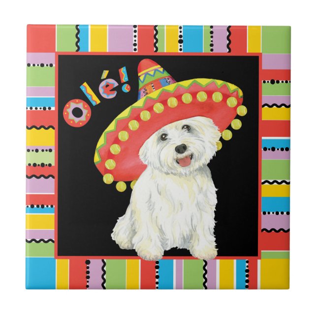 Azulejo De Cerámica Fiesta Westie (Frente)