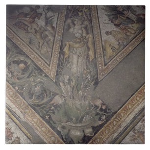 Azulejo De Cerámica Figura alegórica del otoño, detalle de un mosaic