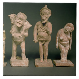 Azulejo De Cerámica Figurillas de actores y de actrices, helenísticas,