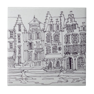 Azulejo De Cerámica Flamenca de arquitectura flamenca, Gante, Bélgica