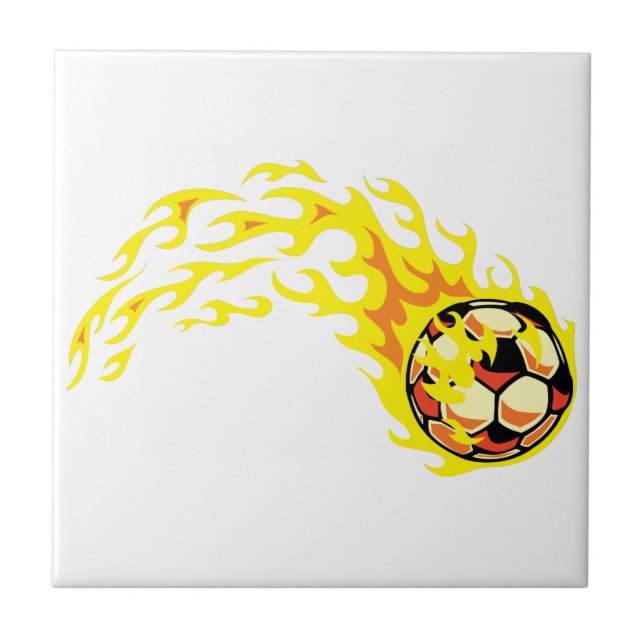 Azulejo De Cerámica Flamin' Soccer Ball (Frente)
