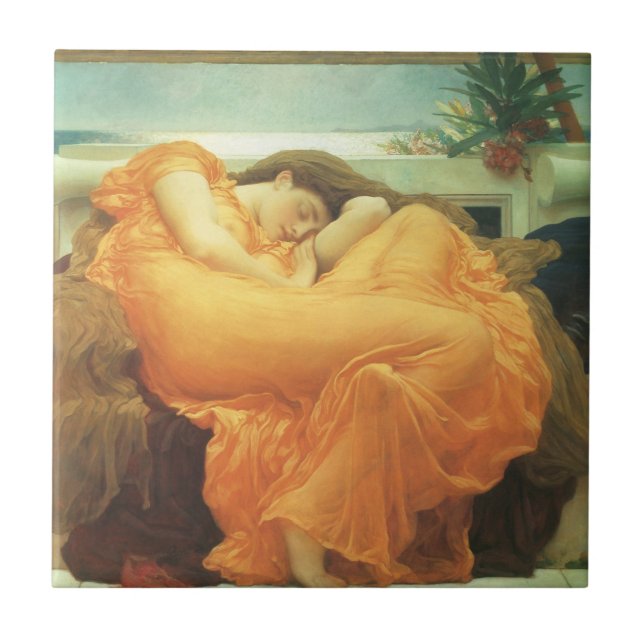 Azulejo De Cerámica Flaming June de Lord Frederic Leighton (Frente)