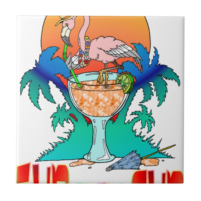 Azulejo De Cerámica Flamingo al sol (Frente)