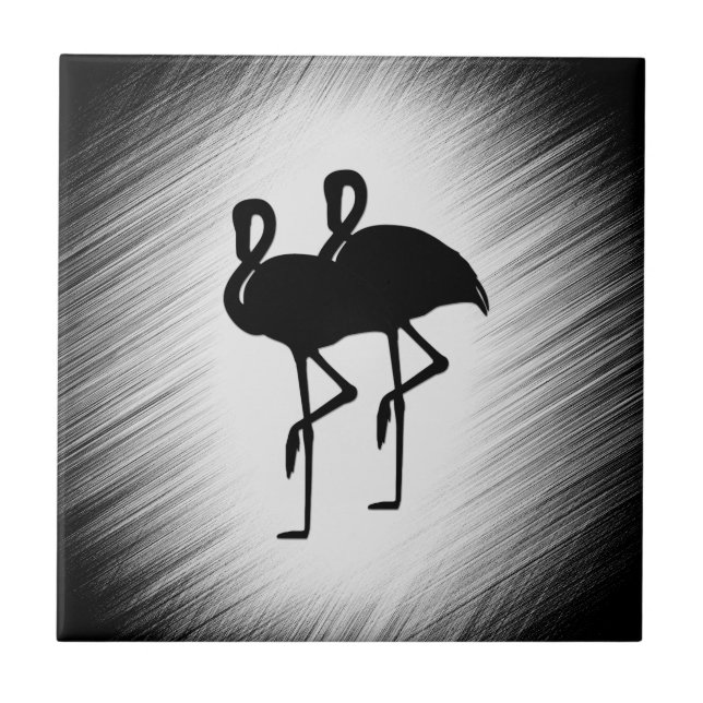 Azulejo De Cerámica Flamingo blanco y negro (Frente)