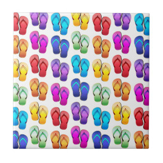 Azulejo De Cerámica Flips-flopes del arco iris