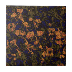 Azulejo De Cerámica Flor anaranjada contra modelo del camuflaje de la