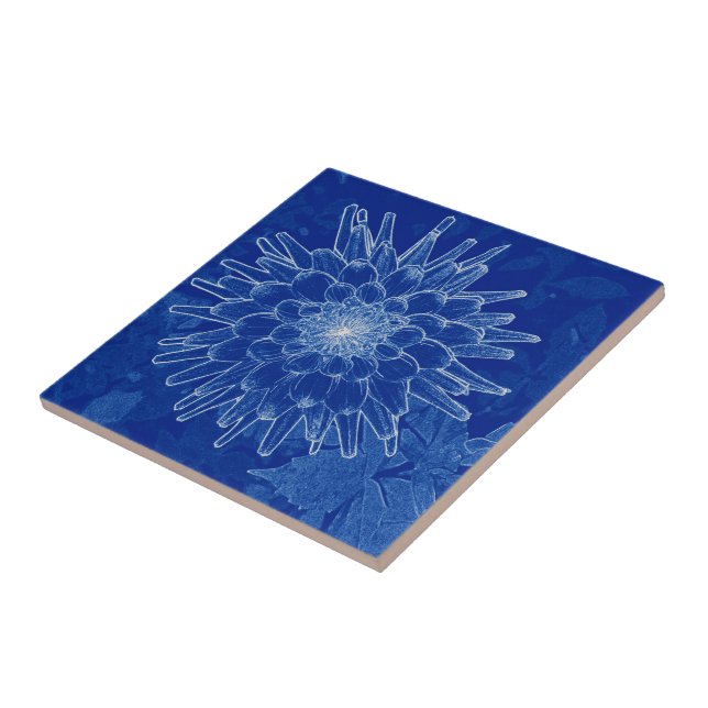 Azulejo De Cerámica flor azul (Lado)