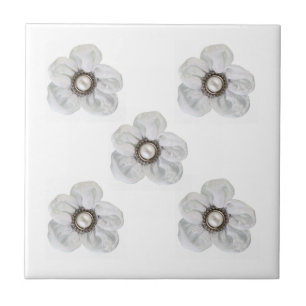 Azulejo De Cerámica Flor blanca