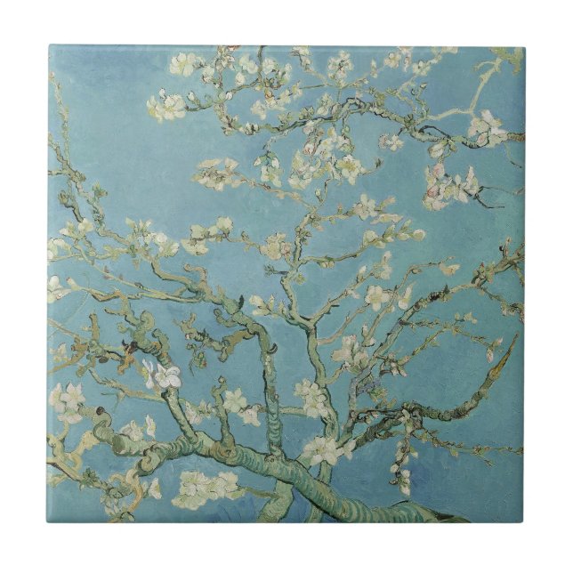 Azulejo de cerámica Flor de Almendro de Vincent Va (Frente)