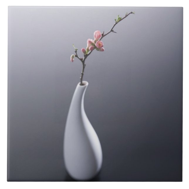 Azulejo De Cerámica Flor de cerezo en florero (Frente)