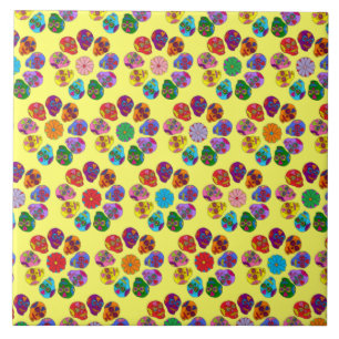 Azulejo De Cerámica Flor de cráneo de azúcar