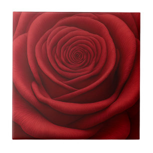 Azulejo de Cerámica - Flor de Rosa Roja