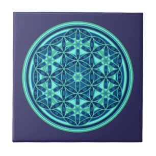 Azulejo De Cerámica Flor De Vida - Estilo De Botón 01