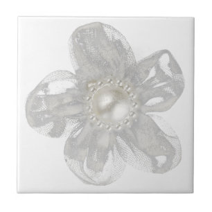 Azulejo De Cerámica Flor gris claro