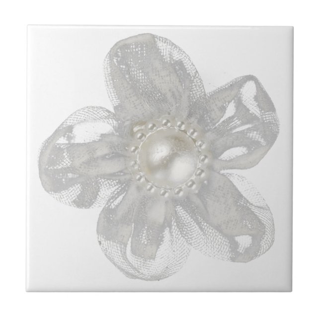 Azulejo De Cerámica Flor gris claro (Frente)