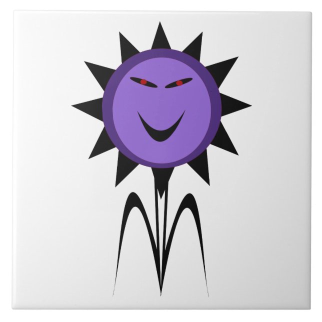 Azulejo De Cerámica Flor malvada Gótico Kawaii Halloween Tile (Frente)