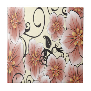 Azulejo De Cerámica Flor marrón moderna