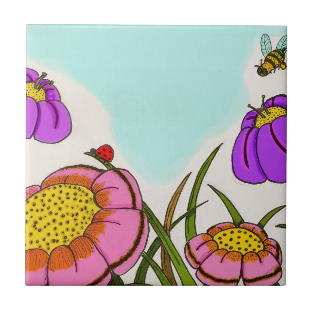 Azulejo De Cerámica Flor Meadow Tile (Frente)