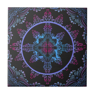 Azulejo De Cerámica Flor nocturna de Mandala