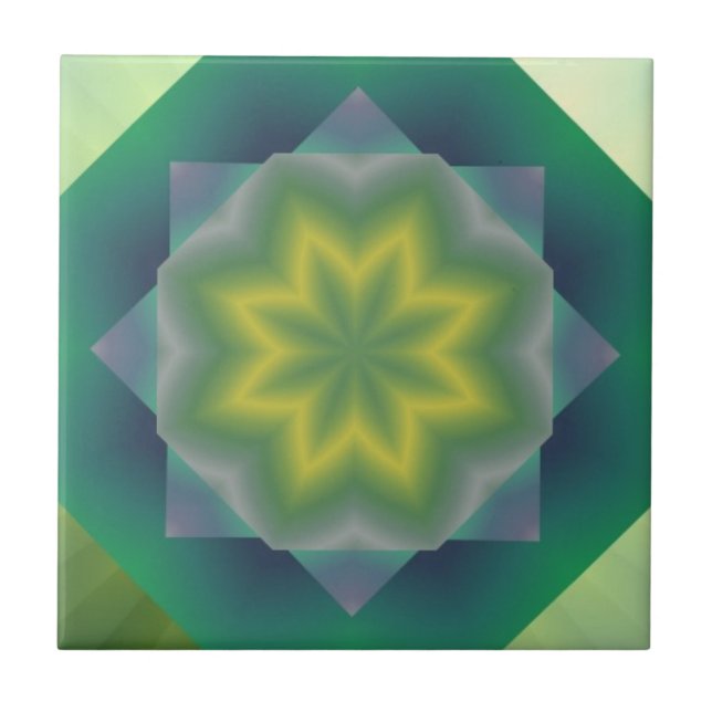 Azulejo De Cerámica Flor Silvestre Verde (Frente)