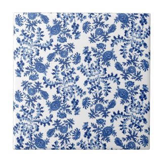 Azulejo De Cerámica Floral azul y blanca