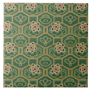 Azulejo De Cerámica Floral japonés del vintage