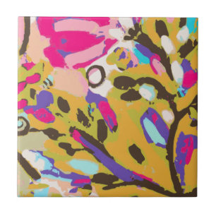 Azulejo De Cerámica Floral rosa boho I