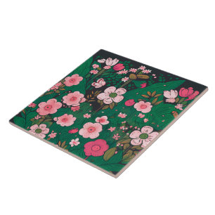 Azulejo de Cerámica Floral Rosa Caprichoso