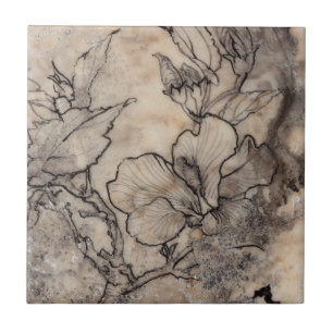 Azulejo De Cerámica Floral tatuada I