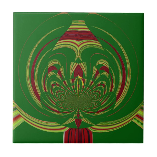 Azulejo De Cerámica Floral verde (Frente)