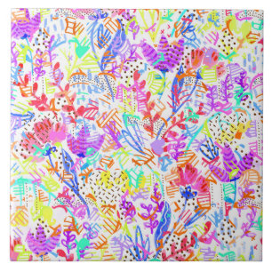 Azulejo De Cerámica Flores abstractas pastel