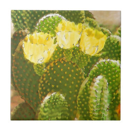 AZULEJO DE CERÁMICA FLORES AMARILLAS DEL CACTUS
