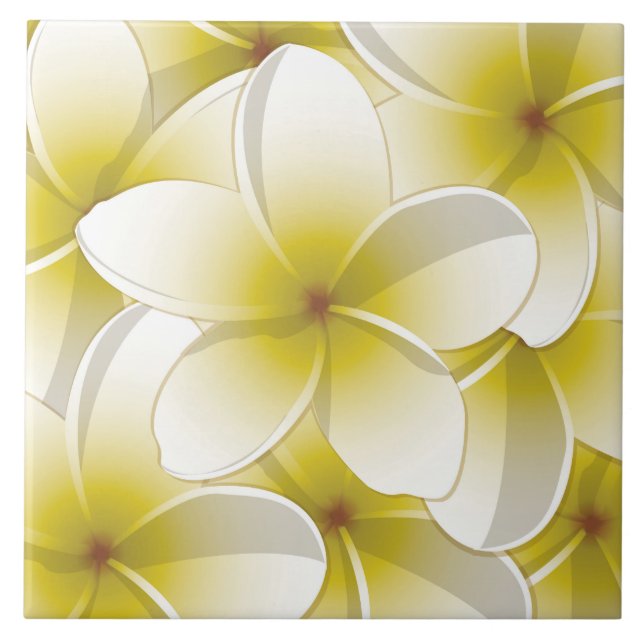 Azulejo De Cerámica Flores brillantes de Frangipani/ Plumeria (Frente)