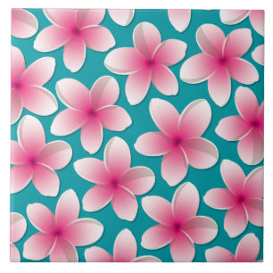 Azulejo De Cerámica Flores brillantes de Frangipani/ Plumeria