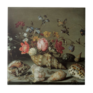 Azulejo De Cerámica Flores, Conchas y Insectos Balthasar van der Ast