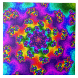 Azulejo De Cerámica Flores de arcoiris