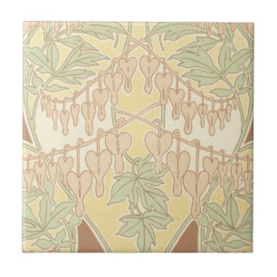 Azulejo De Cerámica flores de corazón sangrante patrón vintage art nou
