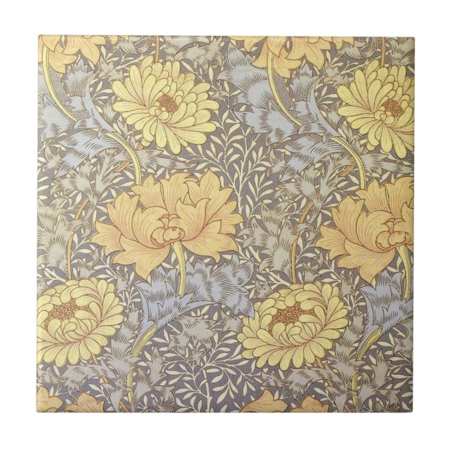 Azulejo De Cerámica Flores de crisantemo de William Morris (Frente)