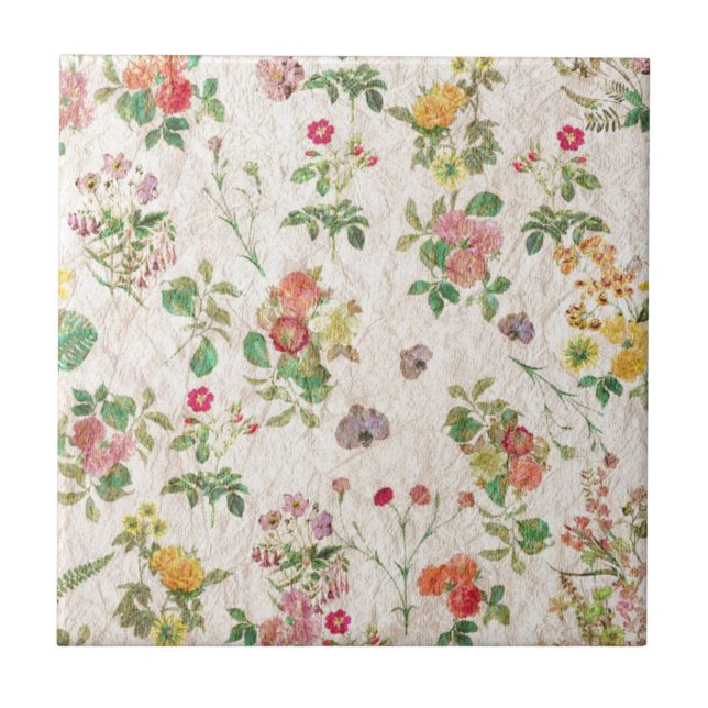 Azulejo De Cerámica Flores de época (Frente)