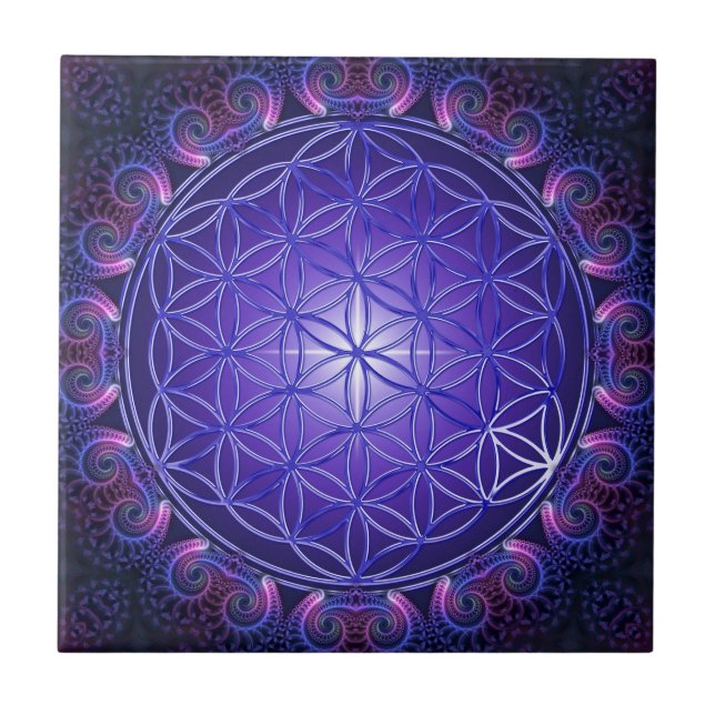 Azulejo De Cerámica FLORES DE LA VIDA / Blume des Lebens Mandala I Squ (Frente)