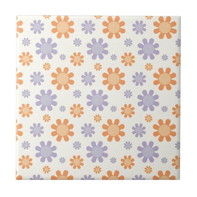 Azulejo De Cerámica Flores de los años 70 (Frente)
